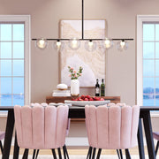 Zuo Black Ceiling Lamp with 6 Clear Glass Globes