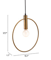 Zuo Modern – Irenza Ceiling Lamp, 17.7 in Height, Brass Finish, Hardwired Fixture