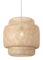 Zuo Modern Finch Ceiling Lamp in Natural – 19.7"H Boho Bamboo Weave Shade with Steel Frame