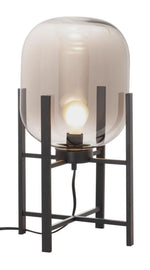 Zuo Modern Wonderwall Table Lamp 20.1" H, Black Steel with Tinted Glass Shade