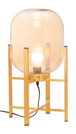Zuo Modern Wonderwall Table Lamp 20.1" H with Gold Steel Frame and Tinted Glass Shade