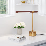 Zuo Modern Kippy LED Table Lamp with USB Ports – Brown & Brass