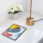 Brown & Brass Modern Nightstand Lamp with USB Charging