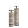 Uttermost 18186 Shadowstone Candleholders Set of 2 Gray Travertine with Dark Bronze Candle Cups