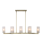 Uttermost 21392 Mistie 8 Light Linear Chandelier Antique Brass with Etched Glass
