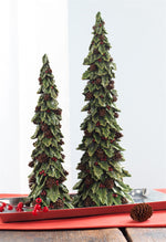 Holly Leaf Holiday Trees with Pinecone Accents Set of Two 19.5in and 15in Tabletop Decor By Melrose