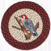 Rustic woodpecker round braided placemat for country dining table