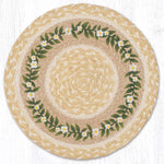 Flower Circle Printed Round Jute Placemat 15" – Hand Stenciled by Suzanne Pienta by Earth Rugs