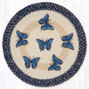 Rustic braided round placemat with butterfly design 15x15