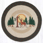 Earth Rugs Deer in Moonlight Round Placemat – Rustic Cabin Table Mat 15"x15"
