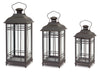 Modern Traditional Black Lantern Set with Glass 20in 17in and 14in Accent Lighting By Melrose
