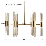 Uttermost 21391 Cret 12 Light Brass Chandelier with Built In LED Inspired by Art Deco Design