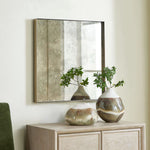 Uttermost Redric Square Mirror with Plated Brushed Brass Stainless Steel Frame