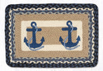 Earth Rugs Navy Anchor Printed Oblong Placemat 13"x19" – Nautical Coastal Table Mat