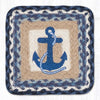 Earth Rugs Rustic Navy Anchor Braided Jute Trivet – Handmade 10"x10" Hot Pad