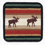 Earth Rugs V-19 Moose Square Jute Trivet 10"x10" Rustic Table Protector