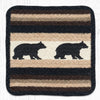 Earth Rugs Handcrafted Cabin Bear Jute Trivet 10"x10" Square Hot Pad