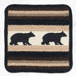 Earth Rugs V-313 Cabin Bear Square Jute Trivet 10"x10" Rustic Table Protector