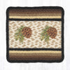 "Earth Rugs Pinecone Square Printed Jute Trivet 10x10 Rustic Hot Pad"