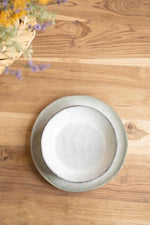 Antique Grey Ceramic Dinnerware Set 3pc With Dinner Plate Salad Plate and Bowl 10.5"D by Kalalou