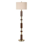 Uttermost 30516-1 Stacked Mid-Century Modern Wooden Floor Lamp with Brass Accents – 63" High