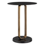 Uttermost 50005 Aperture Brass Cast Aluminum Accent Table with Black Top & Base