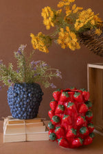 Decorative Ceramic Blueberry Vase - 7" H for Tabletop Styling by Kalalou
