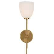 Uttermost 22580 Trophy 1 Light Brass Wall Sconce with Matte Opal Glass Shade