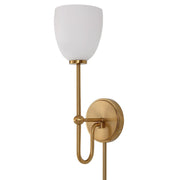 Uttermost 22580 Trophy 1 Light Brass Wall Sconce with Matte Opal Glass Shade