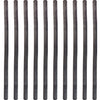 Row of black cylindrical objects on a white background