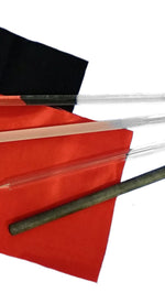 Set of percussion instruments including mallets, beater, and other tools on a white background