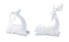 Melrose Modern White Stone Laying Deer Figurine (Set of 2)