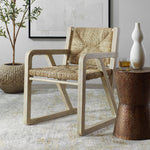 Boho Dining Chair – Woven Fiber Design with Curved Comfort