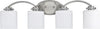 Chloe Lighting CH21015BN31-BL4 Prudence Transitional 4 Light Brushed Nickel Bath Vanity Wall Fixture White Etched Glass 31`` Wide