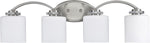 Chloe Lighting CH21015BN31-BL4 Prudence Transitional 4 Light Brushed Nickel Bath Vanity Wall Fixture White Etched Glass 31`` Wide