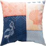 Manual Woodworkers and Weavers Nautical Wonder Climaweave Throw Pillow – 18"x18" White, Blue, and Orange Coastal Cushion
