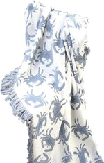Manual Woodworkers Nautical Throw – Blue Crab Rayon Blanket, 48" x 60"