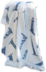 Manual Woodworkers Nautical Lighthouse Navy Rayon Throw, 48" x 60"