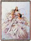 Angelic Trio Cotton Tapestry Throw – Inspirational Blanket by Manual Woodworkers