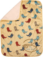 Polyester Throw MY FIRST RODEO Blue Boots – 30x40 Inch by Manual Woodworkers