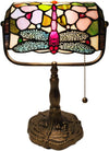 Tiffany-Style Dragonfly Table Lamp for Bedroom or Living Room – 24" Vintage Accent Light
