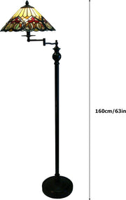 Tiffany Style Floor Lamp for Living Room or Bedroom – Swing Arm Feature