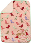 Manual Woodworkers Baby Blanket – My First Rodeo Pink Boots Fleece Throw, 30 × 40