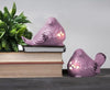 Rose Ceramic Bird Lights – Set of 2 LED Decorative Sculptures