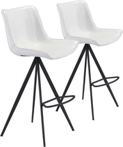 Zuo Modern White Faux Leather Barstools, 42.7