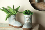 Manual Woodworkers Metal Boot Planters – Gray Rustic Set of Two