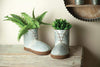 Rustic Boot Planters – Set of 2 Gray Metal Garden Containers