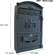 Fine Art Lighting AB01L Barcelona Locking Cast Aluminum Mailbox for Outside Matte Black