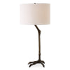Uttermost 30420-1 Perch Bird Leg Table Lamp with Antique Bronze Finish and White Linen Shade