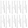 Multiple thermometers with red liquid columns on a white background